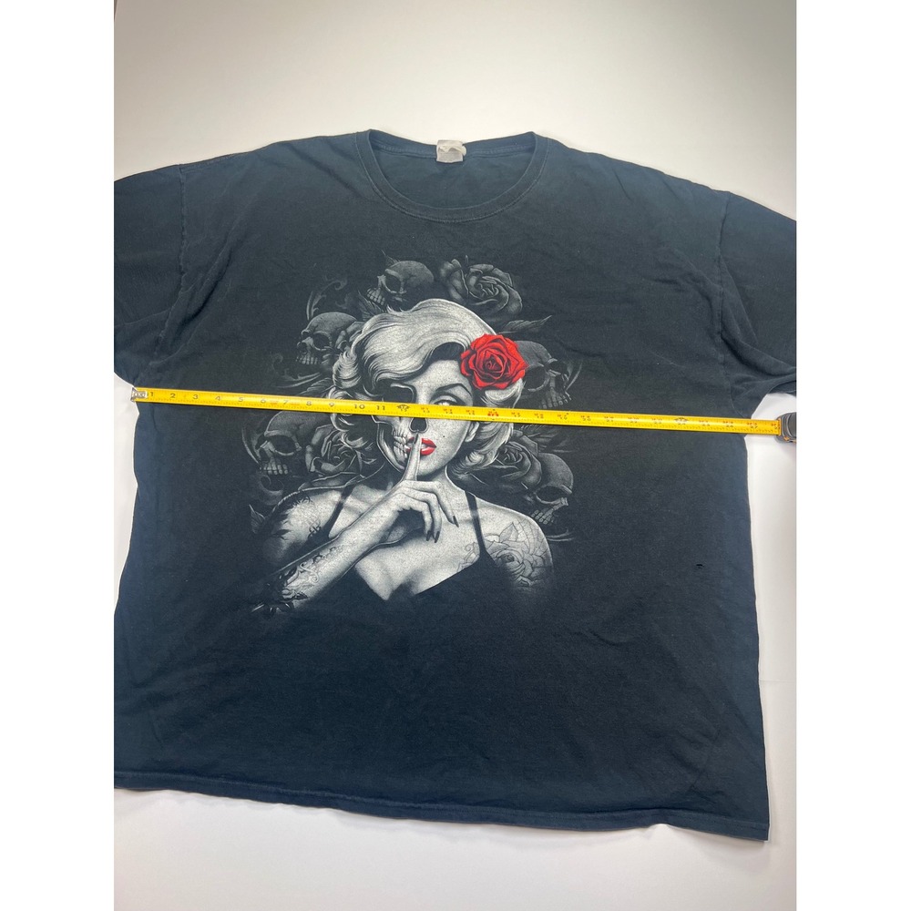 Fruit of the Loom Graphic T-Shirt Mens 3XL Black Skull Rose Shush‎ Gothic Tee - Picture 4 of 7